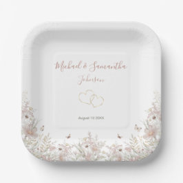 Hochzeit der Wildblume Blush and Sage Pappteller