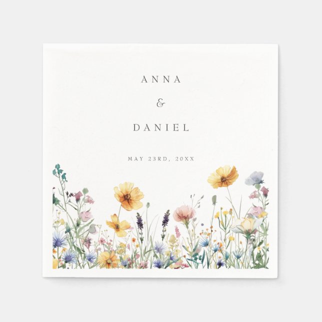 Hochzeit der Wildblume Watercolor Serviette (Vorderseite)