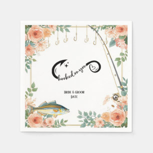 Hochzeit des Angelfreundes mit Rute und Blumen Serviette
