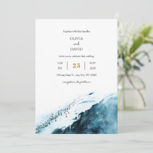 Hochzeit des aquamarinen blauen Ozeans an der Anta Einladung