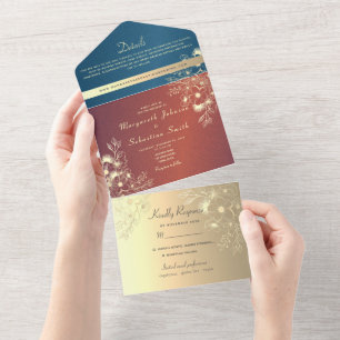 Hochzeit des aquamarinen Fotos All In One Einladung