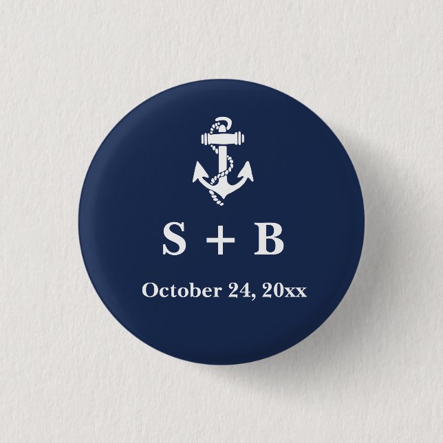 Hochzeit des blauen Anchor-Meeres Button (Vorderseite)