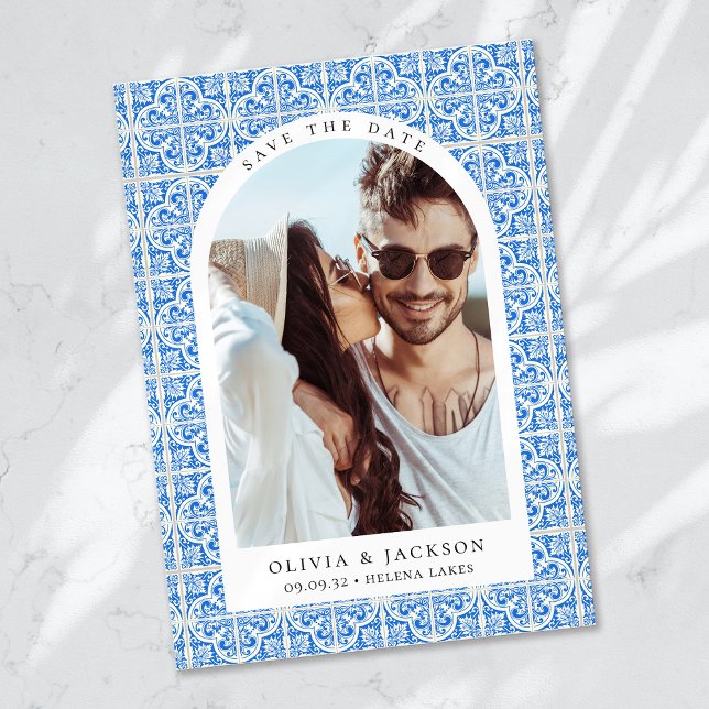 Hochzeit des Blauen Tile-Arch-Fotos Save The Date (Von Creator hochgeladen)