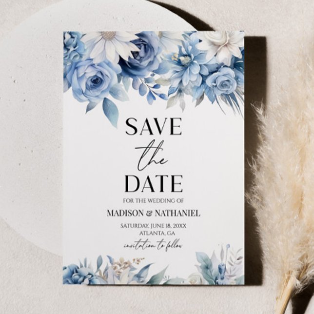 Hochzeit des Blumengartens Dusty Blue Save The Date (Von Creator hochgeladen)