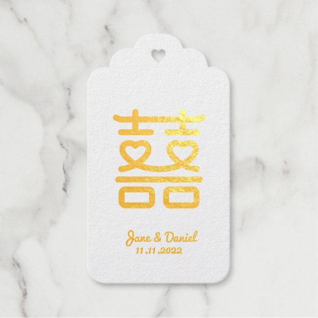 Hochzeit des doppelten Glücks Geschenkanhänger (Vorderseite)
