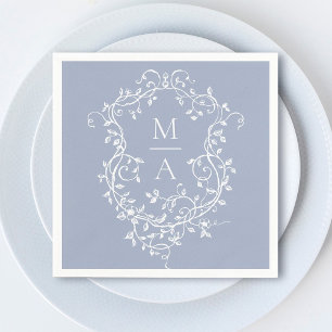 Hochzeit des dunkelblauen klassischen Wappen Serviette
