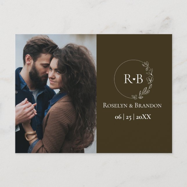 Hochzeit des dunkelbraunen Fotos Postkarte (Vorderseite)