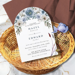 Hochzeit des Dusty Blue Floral Watercolor Einladung
