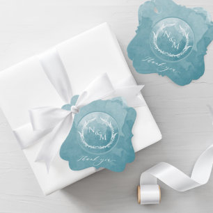 Hochzeit des eleganten Sea Glass Watercolor Monogr Geschenkanhänger
