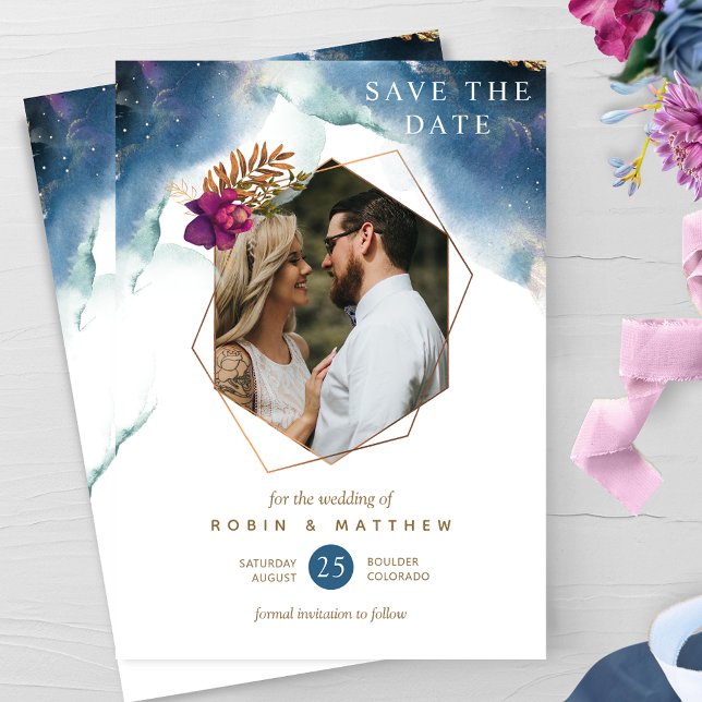 Hochzeit des Fotos, geometrischer Himmelsgarten Save The Date (Von Creator hochgeladen)