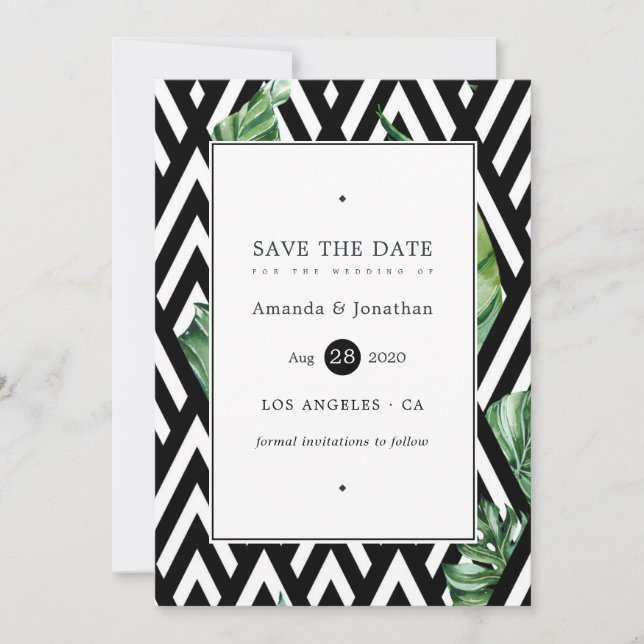 Hochzeit des geometrischen Waldes Save The Date (Vorderseite)