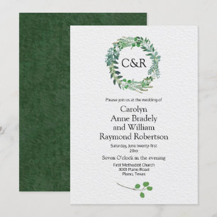 Hochzeit des Green Foliage Wreath Einladung