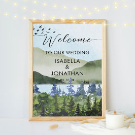 Hochzeit des grünen Waldes im Wasser Begrüßung Poster