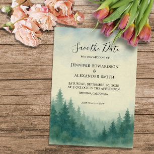 Hochzeit des Kiefernwaldes: Wasserfarben Einladung