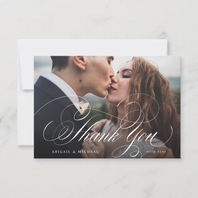 Hochzeit des klassischen Fotos Dankeskarte (Vorderseite)