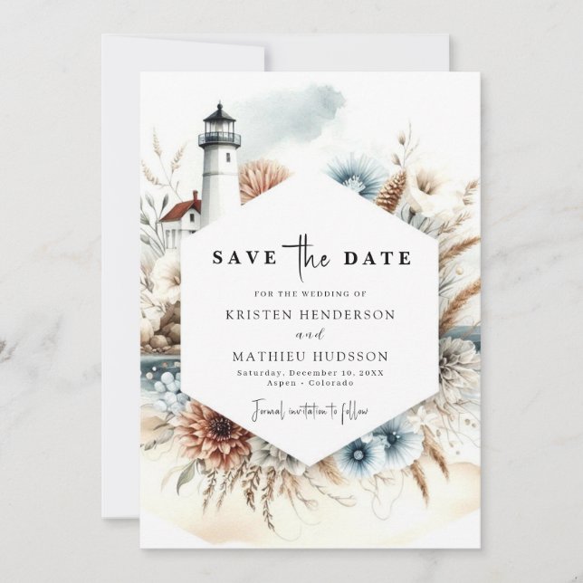 Hochzeit des Leuchtturms "Romantic Whimsical Typog Save The Date (Vorderseite)