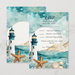 Hochzeit des Leuchtturms RSVP Karte