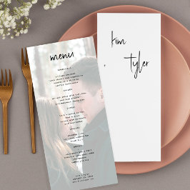Hochzeit des Minimalistischen Fotos Menükarte