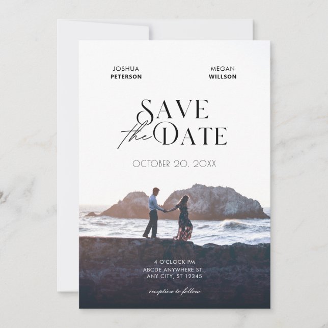 Hochzeit des Minimalistischen Fotos Save The Date (Vorderseite)