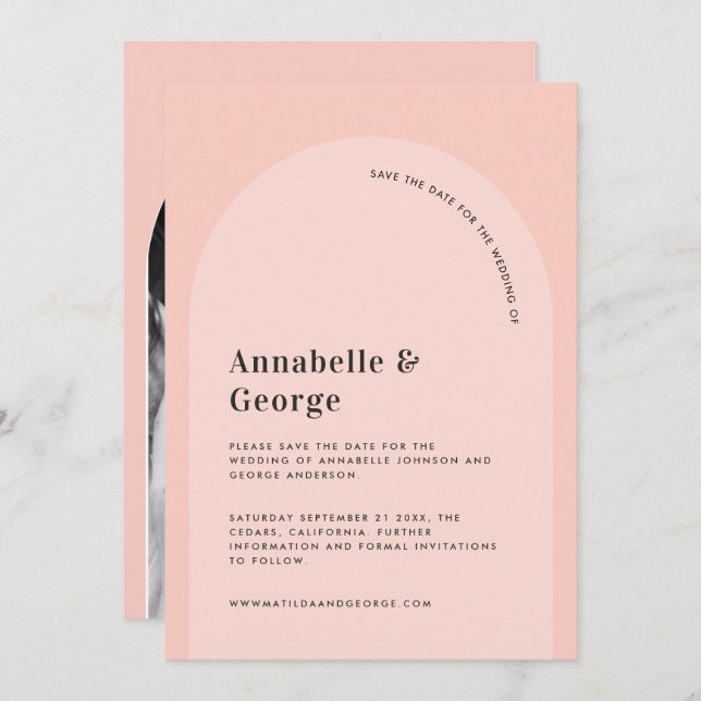Hochzeit des modernen grafischen Fotos Save The Date (Vorne/Hinten)
