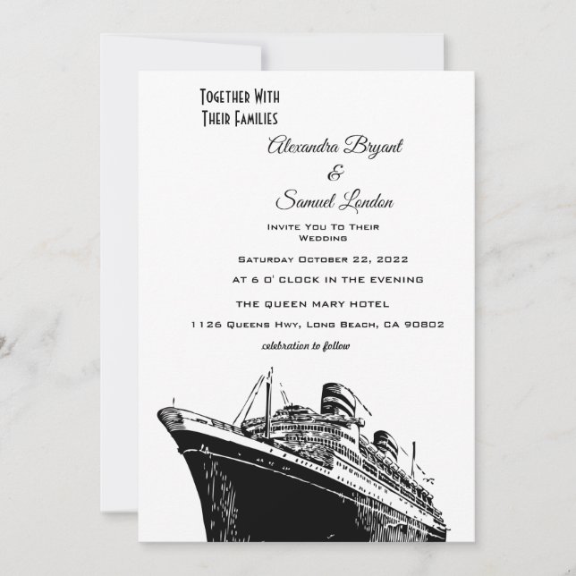 Hochzeit des Nautical Theme Ship Board Einladung (Vorderseite)