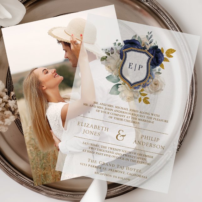 Hochzeit des Navy Blue Floral Wappen (Von Creator hochgeladen)