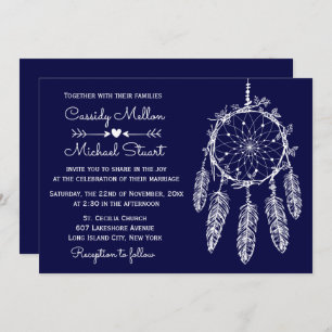 Hochzeit des Navy Blue Native American Dream Catch Einladung