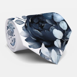 Hochzeit des Navy Blue White Peony Eucalyptus Gard Krawatte