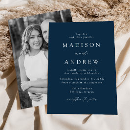 Hochzeit des Navy Modern Elegance Foto Einladung