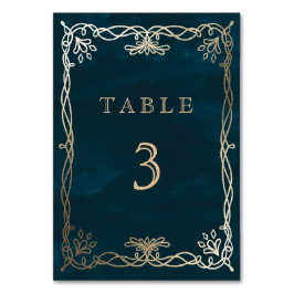 Hochzeit des Navy Whimsical Medieval Tischnummer