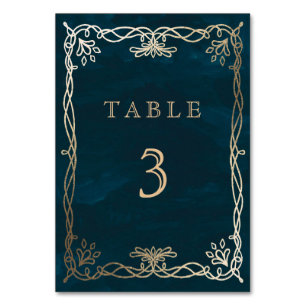 Hochzeit des Navy Whimsical Medieval Tischnummer