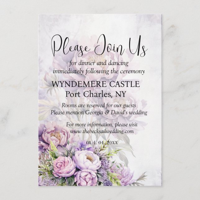 Hochzeit des QR-Codes für Wasserfarbenlavender Peo Begleitkarte (Vorderseite)