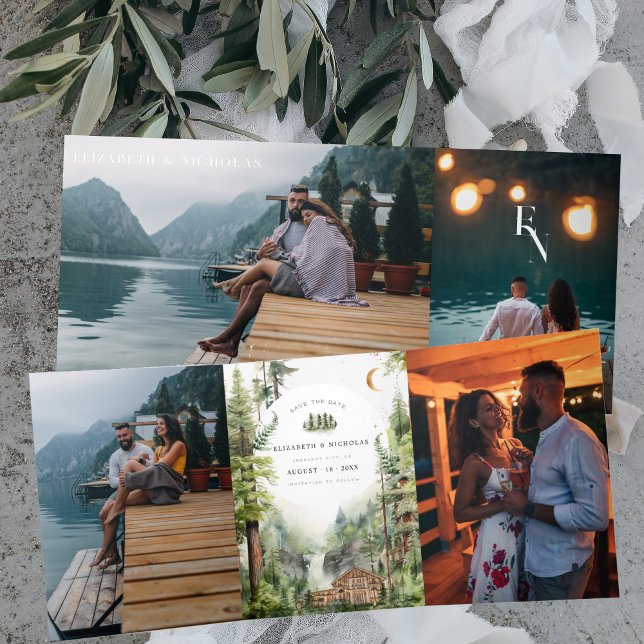 Hochzeit des Rustikalen Waldes | SAVE THE DATE Dreifach Gefaltete Einladung (Von Creator hochgeladen)