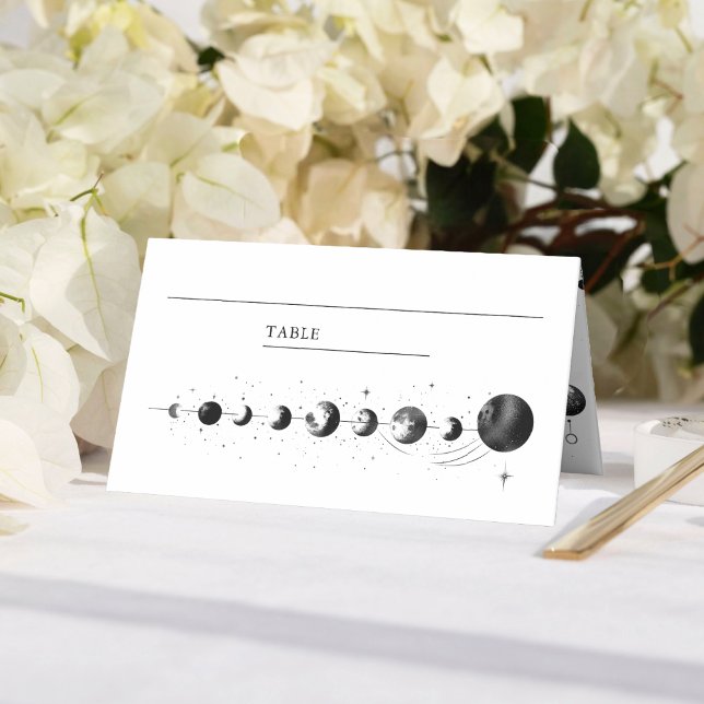 Hochzeit des Schwarz-weißen Crescent Moon Platzkarte (Von Creator hochgeladen)