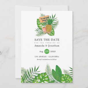 Hochzeit des tropischen Sommers mit Wasserfarbe Save The Date