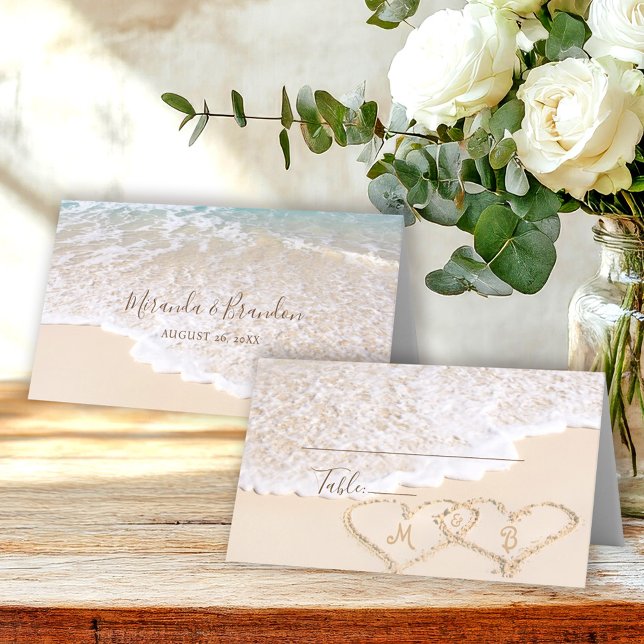 Hochzeit des tropischen Strandes mit blauem Ozean Platzkarte (Von Creator hochgeladen)