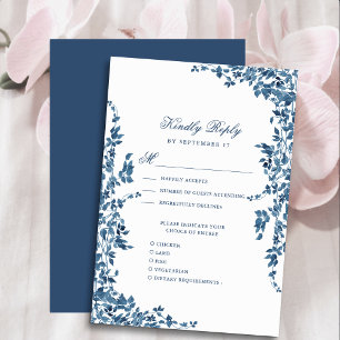 Hochzeit des Vintagen Blumengartens Navy Classic RSVP Karte