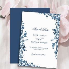 Hochzeit des Vintagen Blumengartens Navy Classic Save The Date