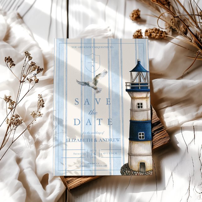 Hochzeit des Wasserfarben-Leuchtturms Save The Date (Von Creator hochgeladen)