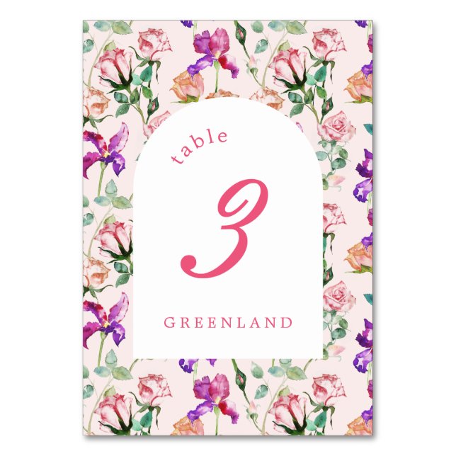 Hochzeit des wilden botanischen Maximalismus Tischnummer (Vorderseite)