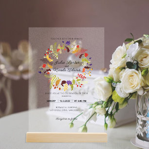 Hochzeit des Wildgartens Rose Woods Exotic Flower Acryleinladungen