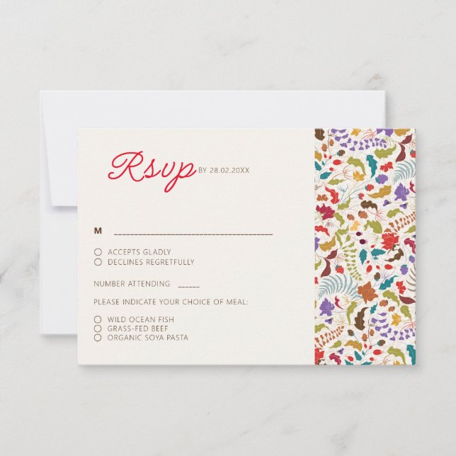 Hochzeit des Wildgartens Rose Woods Exotic Flower  RSVP Karte (Vorderseite)