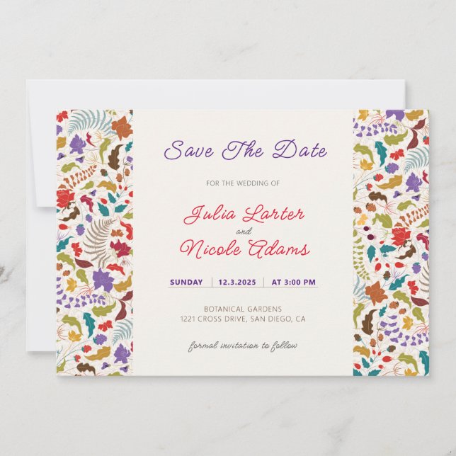 Hochzeit des Wildgartens Rose Woods Exotic Flower  Save The Date (Vorderseite)