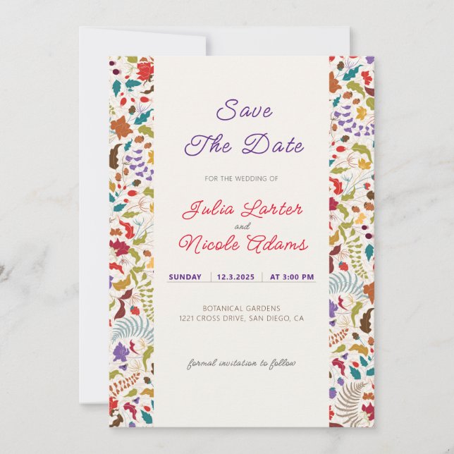 Hochzeit des Wildgartens Rose Woods Exotic Flower  Save The Date (Vorderseite)