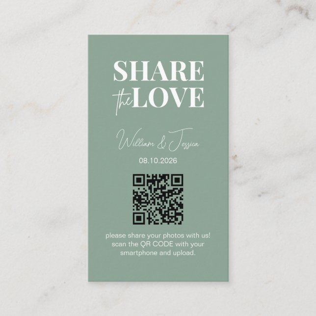 Hochzeit die Liebe teilen | Foto Sharing QR Code Begleitkarte (Vorderseite)