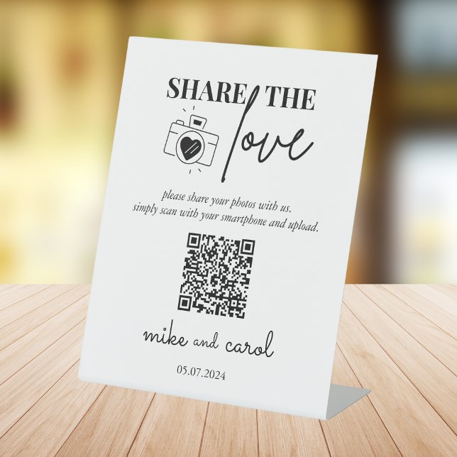 Hochzeit die Liebe teilen | Foto Sharing QR Code Sockelschild (Von Creator hochgeladen)