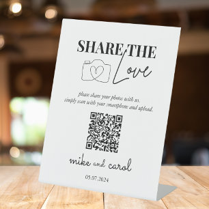 Hochzeit die Liebe teilen Foto Sharing QR Code Sockelschild