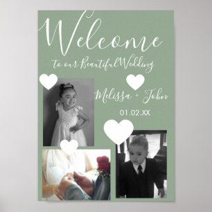 Hochzeit Drei Foto-Collage-Skript und Herzen Post Poster