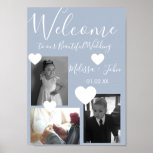 Hochzeit Drei Foto-Collage-Skript und Herzen Post Poster