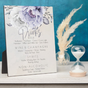 Hochzeit   Drinks Menu Rustic Lilac Peonies Fotoplatte